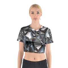 Triangles Polygon Color Silver Uni Cotton Crop Top by Pakrebo