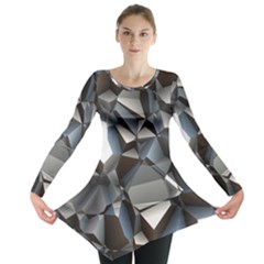 Triangles Polygon Color Silver Uni Long Sleeve Tunic  by Pakrebo