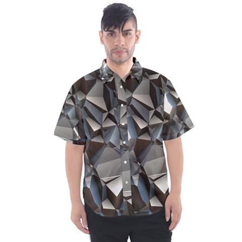 Triangles Polygon Color Silver Uni Men s Short Sleeve Shirt by Pakrebo