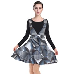 Triangles Polygon Color Silver Uni Plunge Pinafore Dress