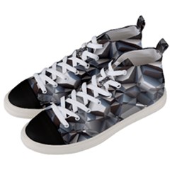 Triangles Polygon Color Silver Uni Men s Mid-top Canvas Sneakers by Pakrebo