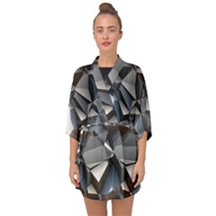 Triangles Polygon Color Silver Uni Half Sleeve Chiffon Kimono by Pakrebo