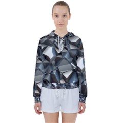 Triangles Polygon Color Silver Uni Women s Tie Up Sweat by Pakrebo