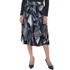 Triangles Polygon Color Silver Uni Classic Velour Midi Skirt  by Pakrebo