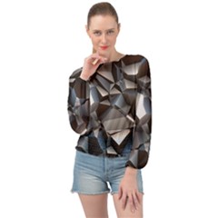 Triangles Polygon Color Silver Uni Banded Bottom Chiffon Top by Pakrebo