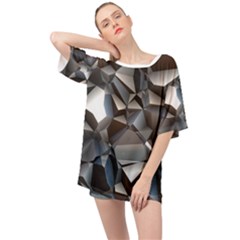 Triangles Polygon Color Silver Uni Oversized Chiffon Top by Pakrebo