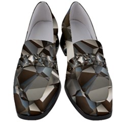 Triangles Polygon Color Silver Uni Women s Chunky Heel Loafers by Pakrebo