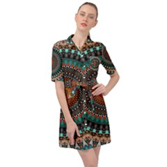 Ornament Circle Picture Colorful Belted Shirt Dress by Pakrebo