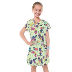 Flowers Ornament Decoration Kids  Drop Waist Dress by Pakrebo