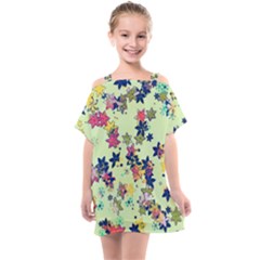 Flowers Ornament Decoration Kids  One Piece Chiffon Dress