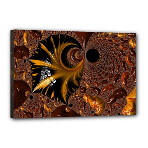 Fractal Brown Golden Intensive Canvas 18  X 12  (stretched) by Pakrebo