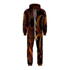 Fractal Brown Golden Intensive Hooded Jumpsuit (kids) by Pakrebo