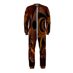 Fractal Brown Golden Intensive Onepiece Jumpsuit (kids) by Pakrebo