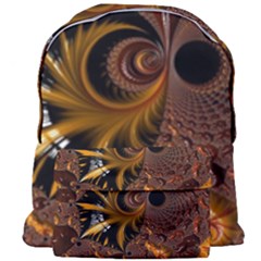 Fractal Brown Golden Intensive Giant Full Print Backpack by Pakrebo