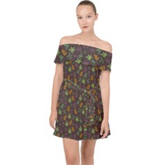 Tribal Leaves House Art Tribal Art Off Shoulder Chiffon Dress by Pakrebo