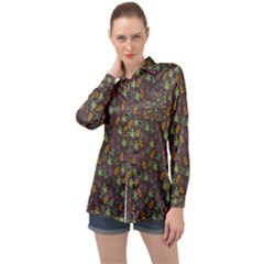 Tribal Leaves House Art Tribal Art Long Sleeve Satin Shirt