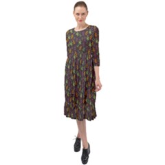 Tribal Leaves House Art Tribal Art Ruffle End Midi Chiffon Dress by Pakrebo