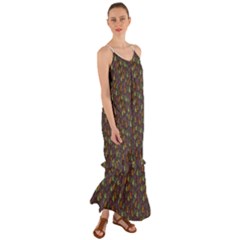 Tribal Leaves House Art Tribal Art Cami Maxi Ruffle Chiffon Dress