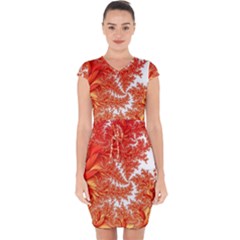 Flora Flowers Background Leaf Capsleeve Drawstring Dress 