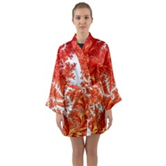 Flora Flowers Background Leaf Long Sleeve Kimono Robe by Pakrebo