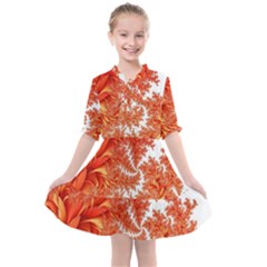 Flora Flowers Background Leaf Kids  All Frills Chiffon Dress by Pakrebo