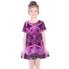 Fractal Math Geometry Visualization Pink Kids  Simple Cotton Dress