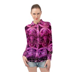 Fractal Math Geometry Visualization Pink Long Sleeve Chiffon Shirt