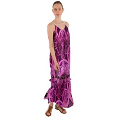 Fractal Math Geometry Visualization Pink Cami Maxi Ruffle Chiffon Dress