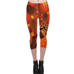 Leaf Autumn Nature Background Capri Leggings  by Pakrebo