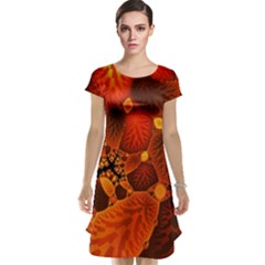 Leaf Autumn Nature Background Cap Sleeve Nightdress by Pakrebo