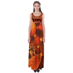 Leaf Autumn Nature Background Empire Waist Maxi Dress