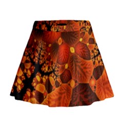 Leaf Autumn Nature Background Mini Flare Skirt by Pakrebo