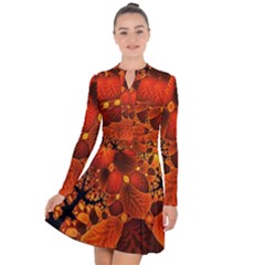 Leaf Autumn Nature Background Long Sleeve Panel Dress by Pakrebo