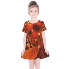 Leaf Autumn Nature Background Kids  Simple Cotton Dress by Pakrebo