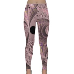 Fractal Tender Rose Cream Classic Yoga Leggings by Pakrebo