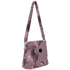 Fractal Tender Rose Cream Zipper Messenger Bag by Pakrebo