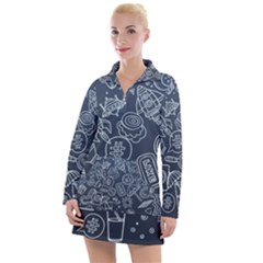 Internet Planets Drinks Computers Women s Long Sleeve Casual Dress