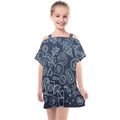 Internet Planets Drinks Computers Kids  One Piece Chiffon Dress