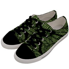 Leaves Pattern Tropical Green Men s Low Top Canvas Sneakers by Pakrebo