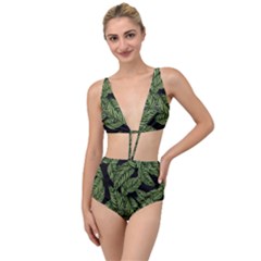 Leaves Pattern Tropical Green Tied Up Two Piece Swimsuit by Pakrebo