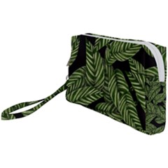 Leaves Pattern Tropical Green Wristlet Pouch Bag (small)