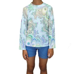 Pattern Background Floral Fractal Kids  Long Sleeve Swimwear by Pakrebo