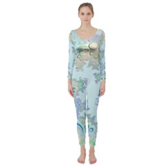 Pattern Background Floral Fractal Long Sleeve Catsuit by Pakrebo