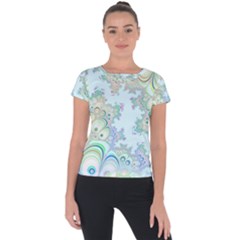 Pattern Background Floral Fractal Short Sleeve Sports Top  by Pakrebo