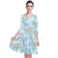 Pattern Background Floral Fractal Quarter Sleeve Waist Band Dress by Pakrebo