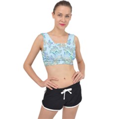 Pattern Background Floral Fractal V-back Sports Bra by Pakrebo