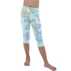 Pattern Background Floral Fractal Kids  Lightweight Velour Capri Leggings  by Pakrebo