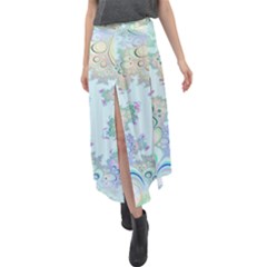 Pattern Background Floral Fractal Velour Split Maxi Skirt