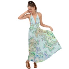 Pattern Background Floral Fractal Backless Maxi Beach Dress