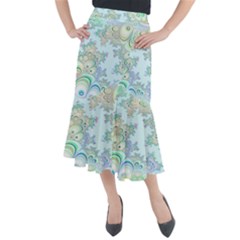 Pattern Background Floral Fractal Midi Mermaid Skirt by Pakrebo